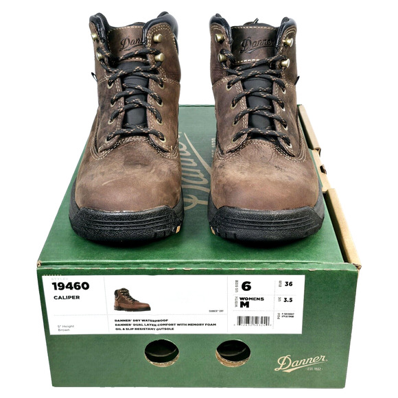 Danner Women's Sz 6 M Caliper 5" Brown Leather Waterproof Work Boots 19460 USA - Picture 1 of 11
